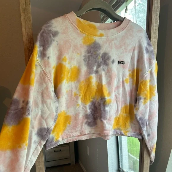 Sweatshirt Vans Grunge Wash Crop Tie Dye Small - Picture 3 of 8